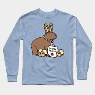 Funny Easter Bunny Ears on Capybara Long Sleeve T-Shirt